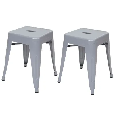 2er-Set Hocker MCW-A73, Metallhocker Sitzhocker, Metall Industriedesign stapelbar ~ grau