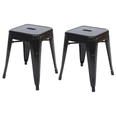 2er-Set Hocker MCW-A73, Metallhocker Sitzhocker, Metall Industriedesign stapelbar ~ schwarz