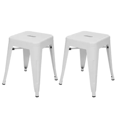 2er-Set Hocker MCW-A73, Metallhocker Sitzhocker, Metall Industriedesign stapelbar ~ weiß