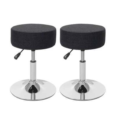 2er-Set Hocker MCW-C22, Sitzhocker Schminkhocker, höhenverstellbar Ø 35cm ~ Textil, dunkelgrau