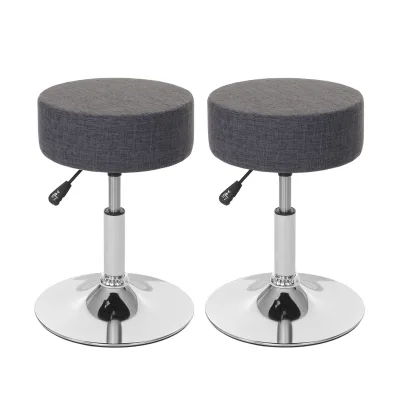 2er-Set Hocker MCW-C22, Sitzhocker Schminkhocker, höhenverstellbar Ø 35cm ~ Textil, grau