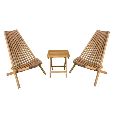 2er Set Holzliegestuhl mit Tisch aus Akazie klappbar