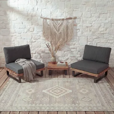 2er-Set Lounge-Sessel MCW-H54, Garten-Sessel, Spun Poly Akazie Holz FSC-zertifiziert Alu ~ braun, Polster dunkelgrau