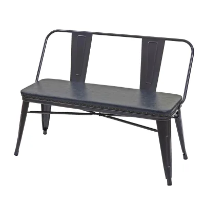 2er Sitzbank MCW-H10, Zweisitzer Garderobenbank Esszimmerbank Industrie-Design Vintage Kunstleder	~ schwarz-grau