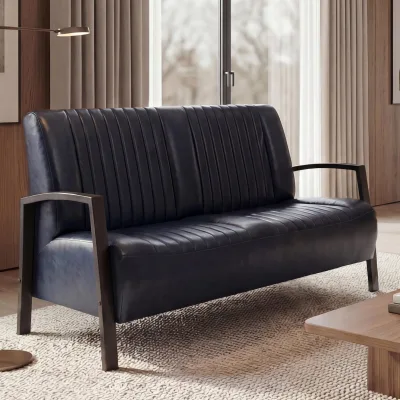 2er Sofa MCW-H10, Couch Zweisitzer, Metall Kunstleder Industrie-Design ~ vintage grau