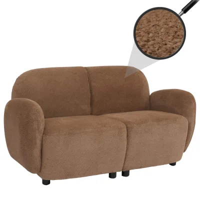 2er-Sofa MCW-P33, 2-Sitzer Couch Loungesofa, Stoff/Textil Chenille (330 g/m²) ~ braun