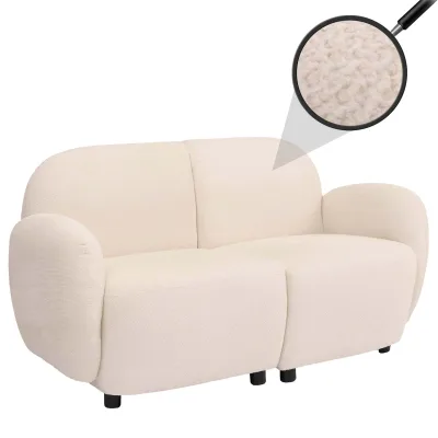 2er-Sofa MCW-P33, 2-Sitzer Couch Loungesofa, Stoff/Textil Chenille (330 g/m²) ~ creme