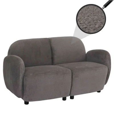 2er-Sofa MCW-P33, 2-Sitzer Couch Loungesofa, Stoff/Textil Chenille (330 g/m²) ~ hellgrau