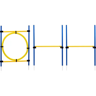 3-teiliges Agility Sprung-Set, mit 2 Hürden und Sprungreif