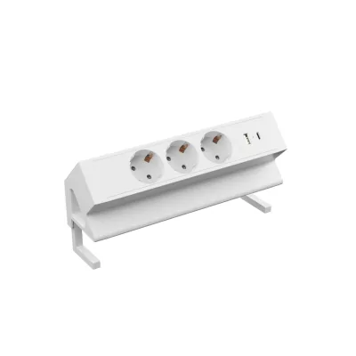 3er Aufsatzsteckdose zum Anklemmen, USB A/C, 3-fach Steckdose, 230V 16A, für Möbel, Steckdosenleiste, EU-Schutzkontaktstecker, Ampereon
