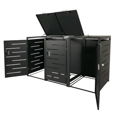 3er-Mülltonnenverkleidung MCW-E83, Mülltonnenbox Mülltonnenabdeckung, erweiterbar 117x197x80cm ~ anthrazit, Stahl 75kg
