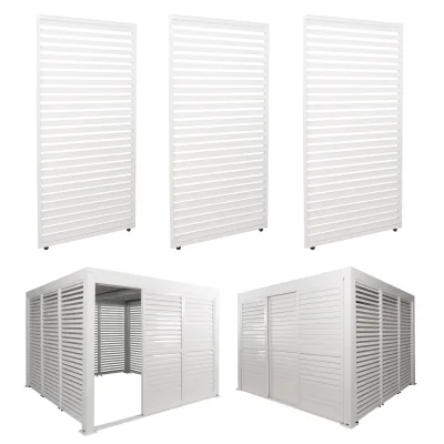 3er-Set Aluminium Paneele für Pergola MCW-L46, Terrassenüberdachung, Lamellenpaneel Modul, 204x271cm ~ weiß