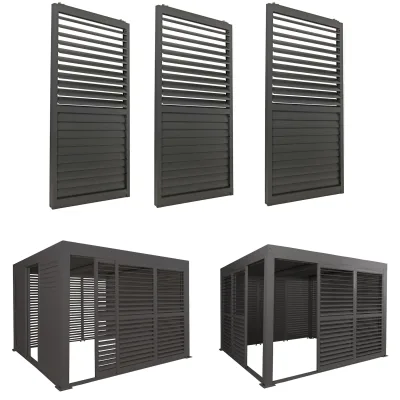 3er-Set Aluminium Schiebetür für Pergola MCW-L46, Terrassenüberdachung, Lamellenpaneel Modul, 206x272cm ~ anthrazit