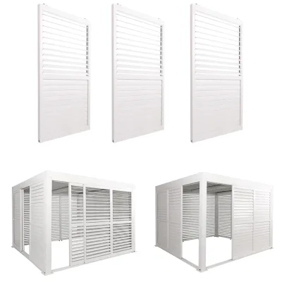 3er-Set Aluminium Schiebetür für Pergola MCW-L46, Terrassenüberdachung, Lamellenpaneel Modul, 206x272cm ~ weiß
