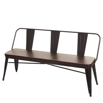 3er Sitzbank MCW-H10, Garderobenbank Esszimmerbank, Kunstleder Chesterfield Industrial Gastronomie ~ schwarz-braun