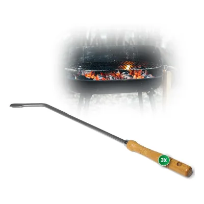 3x Stocheisen mit Holzgriff Schüreisen Schürhaken Glutkratzer Kaminzubehör Kaminbesteck Feuerhaken Aschenkratzer (3, Stocheisen)