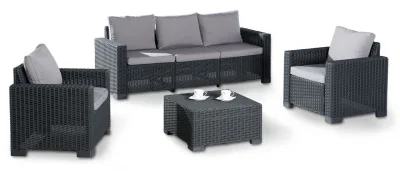 4-tlg. Lounge Gruppe Mombasa graphit/hellgrau