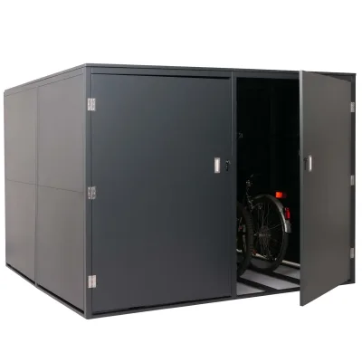 4er-Fahrradgarage MCW-L56c, Gerätehaus Fahrradbox mit Ablage, abschließbar Metall 160x222x208cm ~ anthrazit