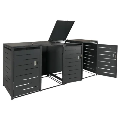 4er-Mülltonnenverkleidung MCW-E83, Mülltonnenbox Mülltonnenabdeckung, erweiterbar 117x263x80cm ~ anthrazit, Stahl 108kg