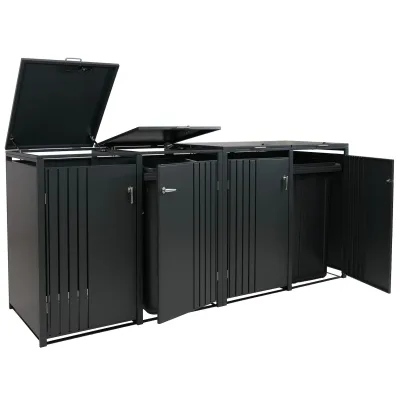4er-Mülltonnenverkleidung MCW-O67, Mülltonnenbox mit Deckel, Metall 122x264x84cm 104kg ~ anthrazit