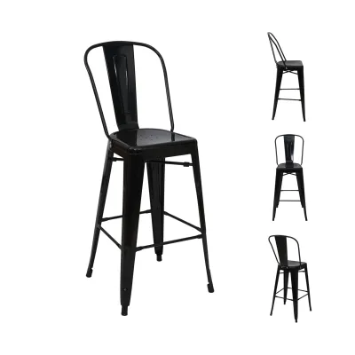 4er-Set Barhocker MCW-A73, Barstuhl Tresenhocker mit Lehne, Metall Industriedesign ~ schwarz