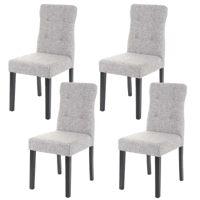 4er-Set Esszimmerstuhl MCW-E58, Stuhl Essstühle, MVG-zertifiziert ~ Stoff/Textil grau, dunkle Beine