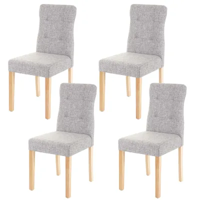 4er-Set Esszimmerstuhl MCW-E58, Stuhl Essstühle, MVG-zertifiziert ~ Stoff/Textil grau, helle Beine