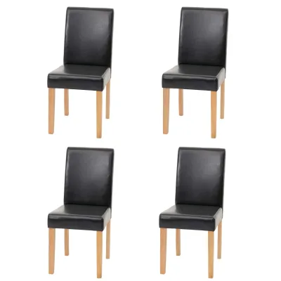 4er-Set Esszimmerstuhl Stuhl Küchenstuhl Littau MVG-zertifiziert ~ Kunstleder, schwarz helle Beine