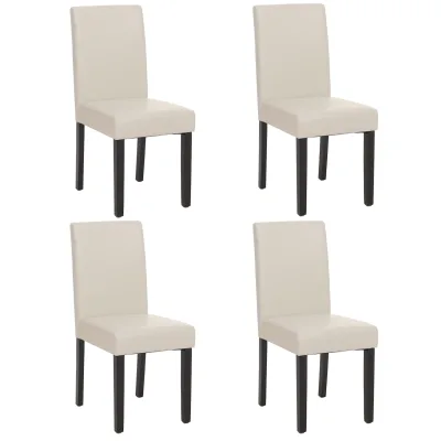 4er-Set Esszimmerstuhl Stuhl Küchenstuhl Littau MVG-zertifiziert ~ Kunstleder, weiß dunkle Beine