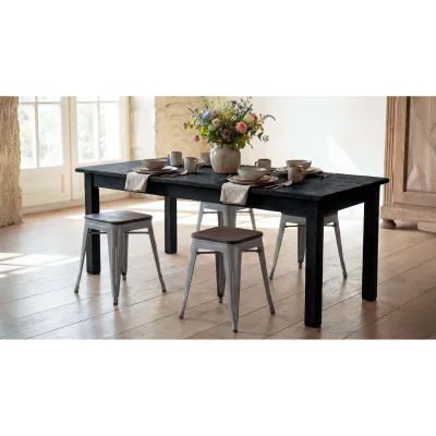 4er-Set Hocker MCW-A73 inkl. Holz-Sitzfläche, Metallhocker Sitzhocker, Metall Industriedesign stapelbar ~ grau