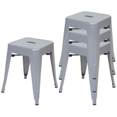 4er-Set Hocker MCW-A73, Metallhocker Sitzhocker, Metall Industriedesign stapelbar ~ grau