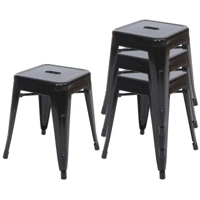 4er-Set Hocker MCW-A73, Metallhocker Sitzhocker, Metall Industriedesign stapelbar ~ schwarz
