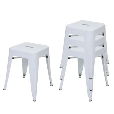 4er-Set Hocker MCW-A73, Metallhocker Sitzhocker, Metall Industriedesign stapelbar ~ weiß