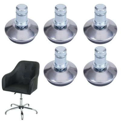 5er-Set Bodengleiter MCW-K74 statt Rollen - fester Stand für Bürostuhl/Esszimmerstuhl, Fußgleiter, Ø 11mm ~ silber