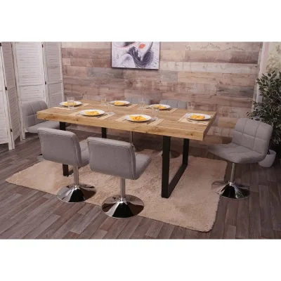 6er-Set Esszimmerstuhl Cadiz, Küchenstuhl Stuhl, Stoff/Textil Chrom drehbar MVG-zertifiziert ~ hellgrau