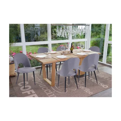 6er-Set Esszimmerstuhl MCW-D73, Stuhl Küchenstuhl, Stoff/Textil ~ dunkelgrau