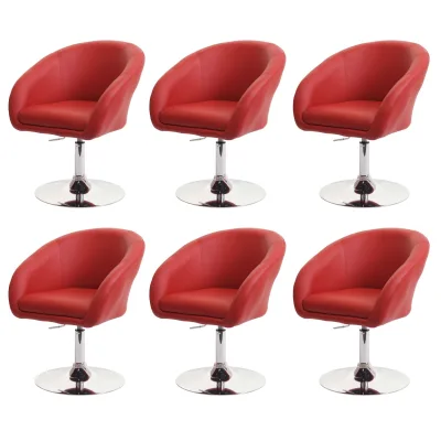 6er-Set Esszimmerstuhl MCW-F19, Küchenstuhl Drehstuhl Loungesessel, drehbar höhenverstellbar ~ Kunstleder rot