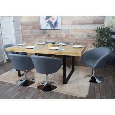 6er-Set Esszimmerstuhl MCW-F19, Küchenstuhl Drehstuhl Loungesessel, drehbar höhenverstellbar ~ Stoff/Textil dunkelgrau