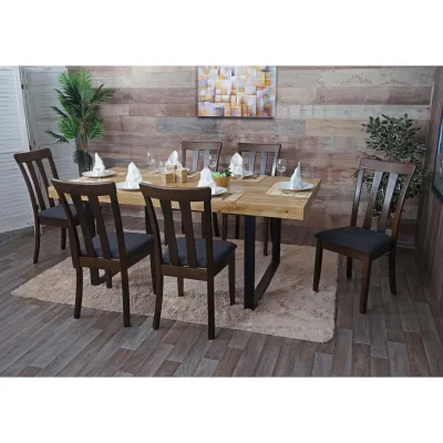 6er-Set Esszimmerstuhl MCW-G46, Küchenstuhl Stuhl, Stoff/Textil Massiv-Holz ~ dunkles Gestell, dunkelgrau