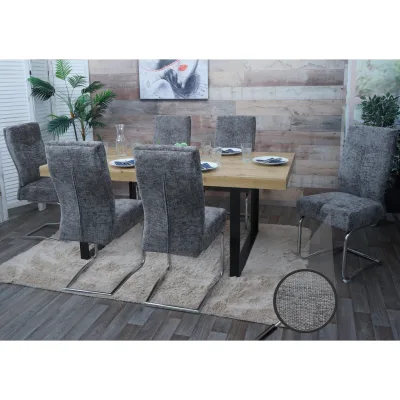 6er-Set Esszimmerstuhl MCW-G56, Küchenstuhl Freischwinger Stuhl Lehnstuhl, Metall Stoff/Textil Chenille ~ dunkelgrau