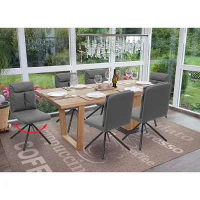 6er-Set Esszimmerstuhl MCW-G58, Küchenstuhl Stuhl, drehbar Auto-Position Textil/Stoff ~ grau