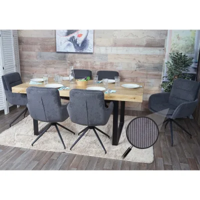 6er-Set Esszimmerstuhl MCW-K32, Küchenstuhl Lehnstuhl Stuhl, drehbar Auto-Position, Stoff/Textil MVG ~ Cord grau