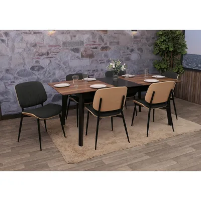6er-Set Esszimmerstuhl MCW-O44, Küchenstuhl Stuhl, Bugholz Stoff (370g/m²) MVG ~ natur, dunkelgrau