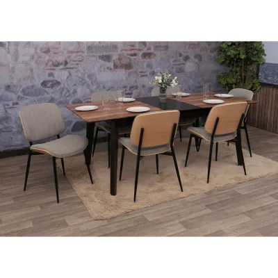 6er-Set Esszimmerstuhl MCW-O44, Küchenstuhl Stuhl, Bugholz Stoff (370g/m²) MVG ~ natur, hellgrau