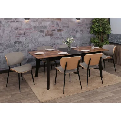 6er-Set Esszimmerstuhl MCW-O45, Bugholz Stoff (370g/m²) MVG-zertifiziert ~ natur, hellgrau