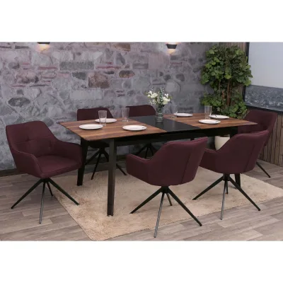 MCW Esszimmerstuhl Schwarz, Bordeaux 53x80x59 cm