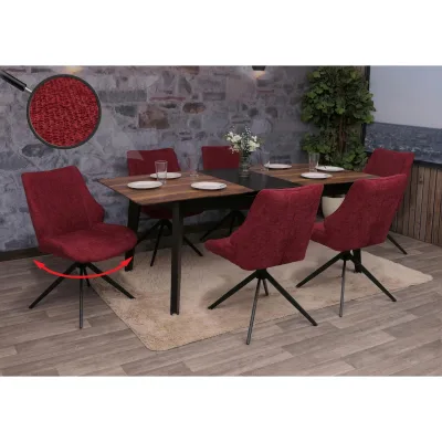 6er-Set Esszimmerstuhl MCW-O48, Küchenstuhl, drehbar Auto-Return, Stoff/Textil Chenille (320g/m²) ~ bordeaux