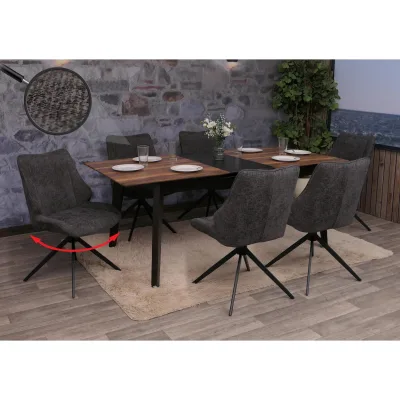 6er-Set Esszimmerstuhl MCW-O48, Küchenstuhl, drehbar Auto-Return, Stoff/Textil Chenille (320g/m²) ~ grau
