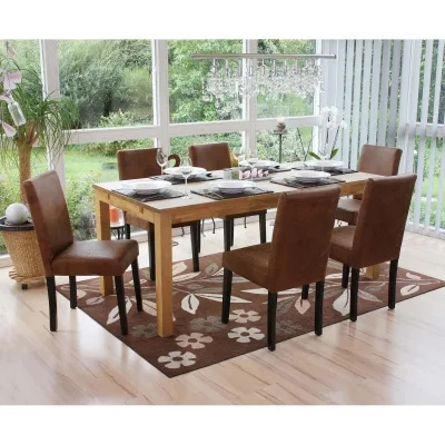 6er-Set Esszimmerstuhl Stuhl Küchenstuhl Littau ~ Textil, Wildlederimitat, dunkle Beine