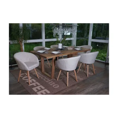 6er-Set Esszimmerstuhl Vaasa T633, Retro ~ Textil, creme/grau
